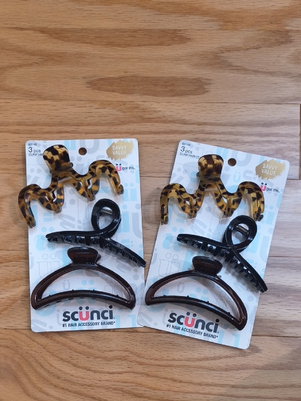scünci 3-Piece Tortoiseshell & Black Hair Clip Set Of 2 NWT